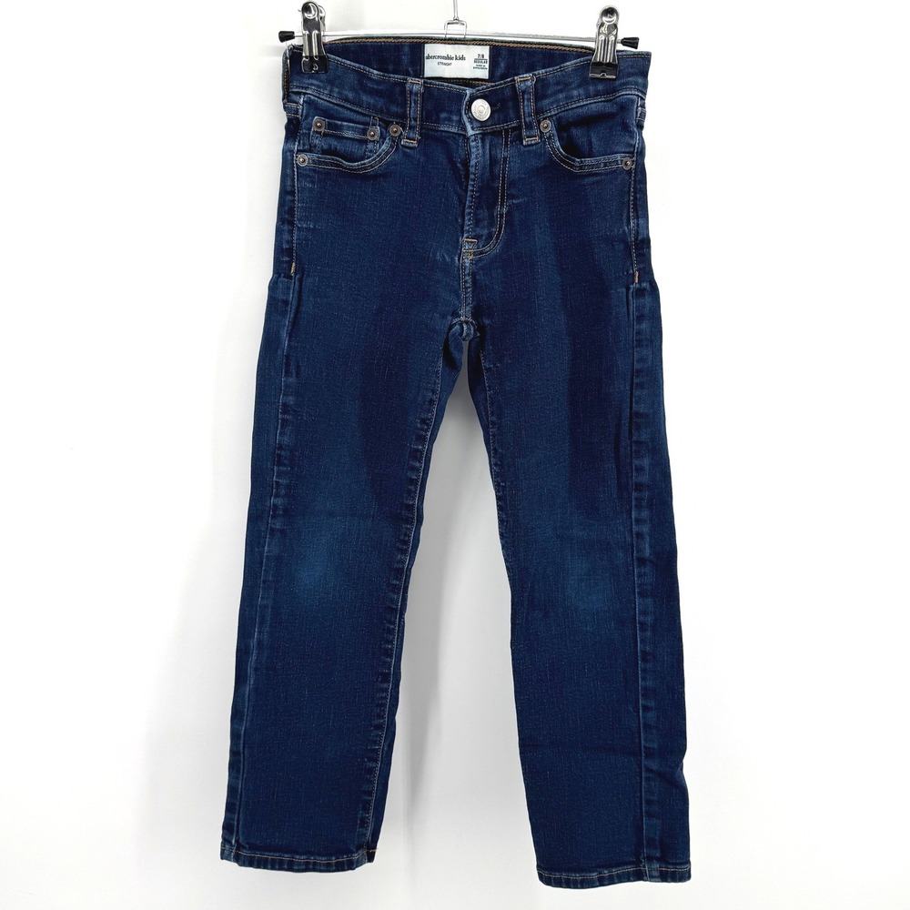 Abercrombie Kids Straight Jeans 7/8 Regular Dark Wash Blue Adjustable Waist
